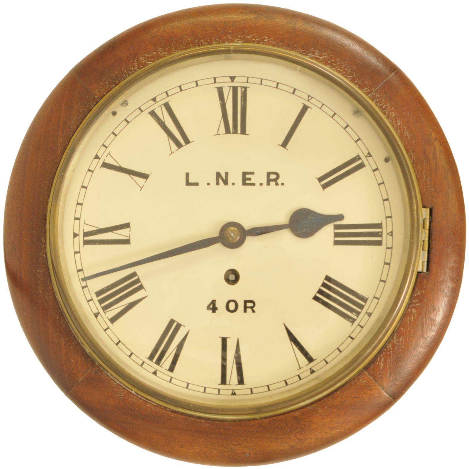 Railway Clocks and Watches, LNER 10'' Roundhead: A mid-20th century 10 inch mahogany roundhead