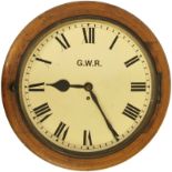 Railway Clocks and Watches, GWR 20'' Roundhead: A large early-20th century GWR drum shaped double