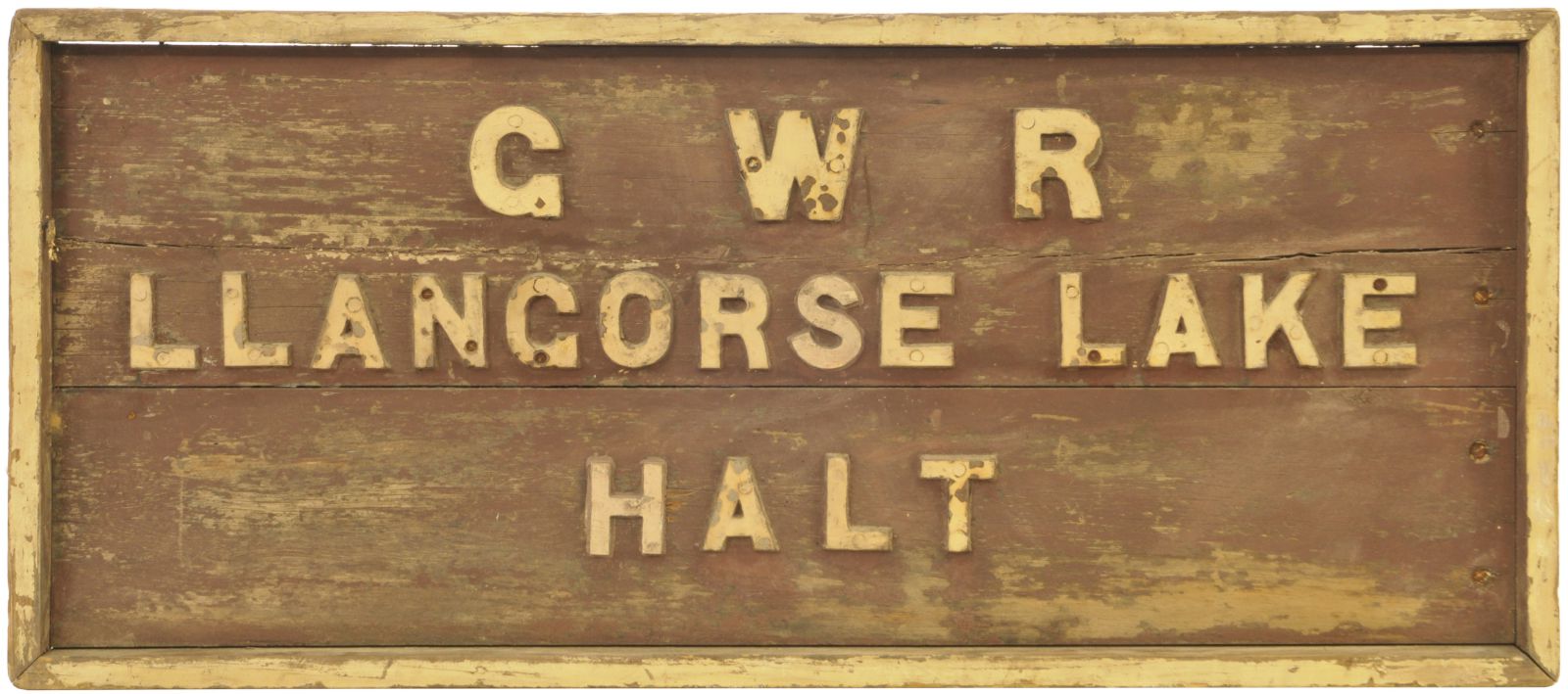 Railway Station Direction Signs, GWR, Llangorse Lake Halt: A Great Western Railway station