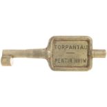 Single Line Keys, Torpantau-Pentir Rhiw: A single line key token, TORPANTAU-PENTIR RHIW, (alloy),