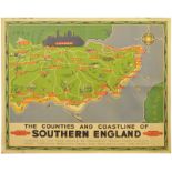 Railway Posters, Southern England, Rob: A BR(S) quad royal poster, The Counties and Coastline of