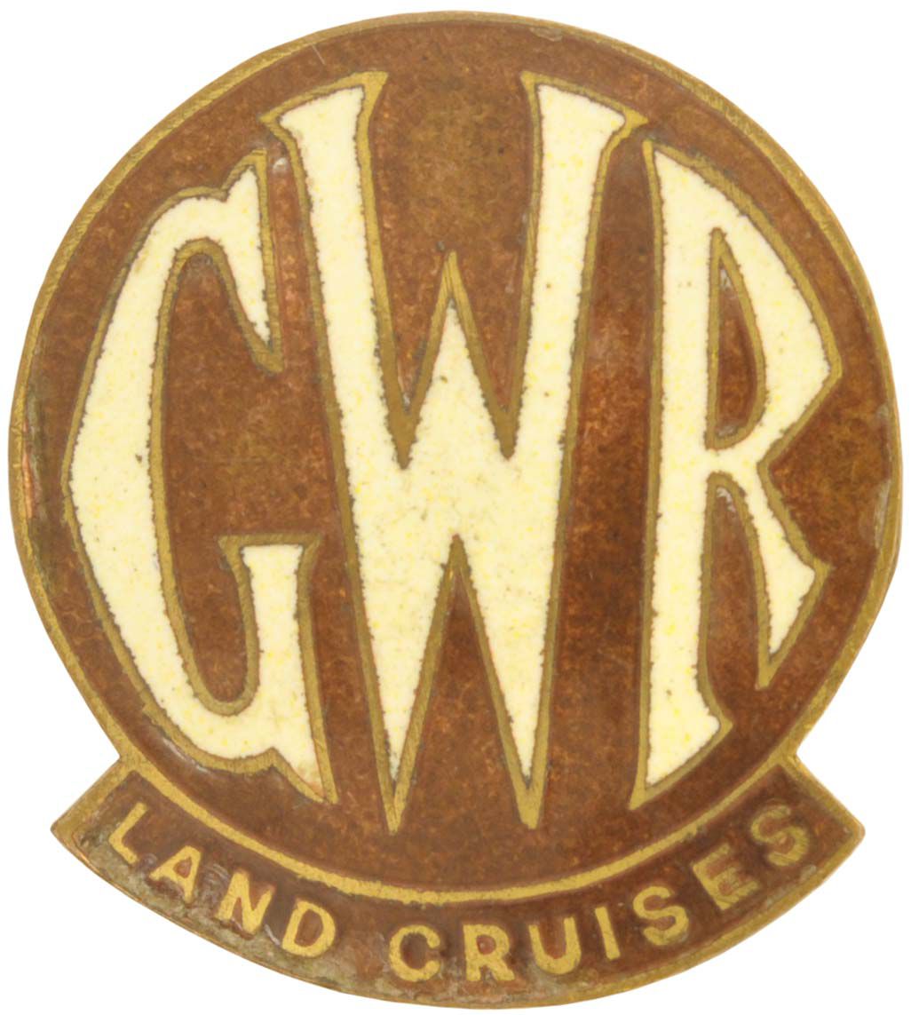 Railway Badges, GWR Land Cruises: A GWR staff lapel badge, GWR LAND CRUISES, enamelled brass 1''