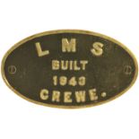 Railway Locomotive Worksplates (Steam), LMS, Built 1943, Crewe (48309): A worksplate, LMS BUILT
