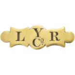 Horse Brasses, LYR Hameplate: A Lancashire and Yorkshire Railway hame plate, engraved brass, 6''