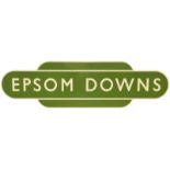 Railway Station Totem Signs, Epsom Downs: A BR(S) totem sign, EPSOM DOWNS, (f/f), the terminus of