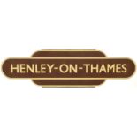 Railway Station Totem Signs, Henley-on-Thames: A BR(W) totem sign, HENLEY-ON-THAMES, (h/f), from the