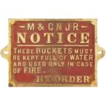 Cast Iron Railway Signs, M&GN Fire Buckets: A Midland & Great Northern Joint Railway fire buckets