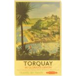 Railway Posters, Torquay, Bishop: A BR(W) double royal poster, TORQUAY, by Bishop. A loss to the top