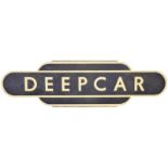 Railway Station Totem Signs, Deepcar: A BR(E) totem sign, DEEPCAR, (h/f) from the Sheffield to