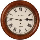 Railway Clocks and Watches, NER 10'' Roundhead: A late 19th century NER 10 inch oak-cased