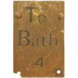 Railway Street Furniture and Fittings, To Bath, 4, Milepost: An early road mile post, TO BATH 4,
