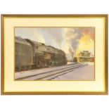 Railway Paintings, Pennsylvania Railroad, 2-10-4, Rose: An original painting, by Rose, featuring