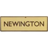 Railway Station Direction Signs, Newington, Lamp Tablet: An LNER lamp tablet, NEWINGTON, from the