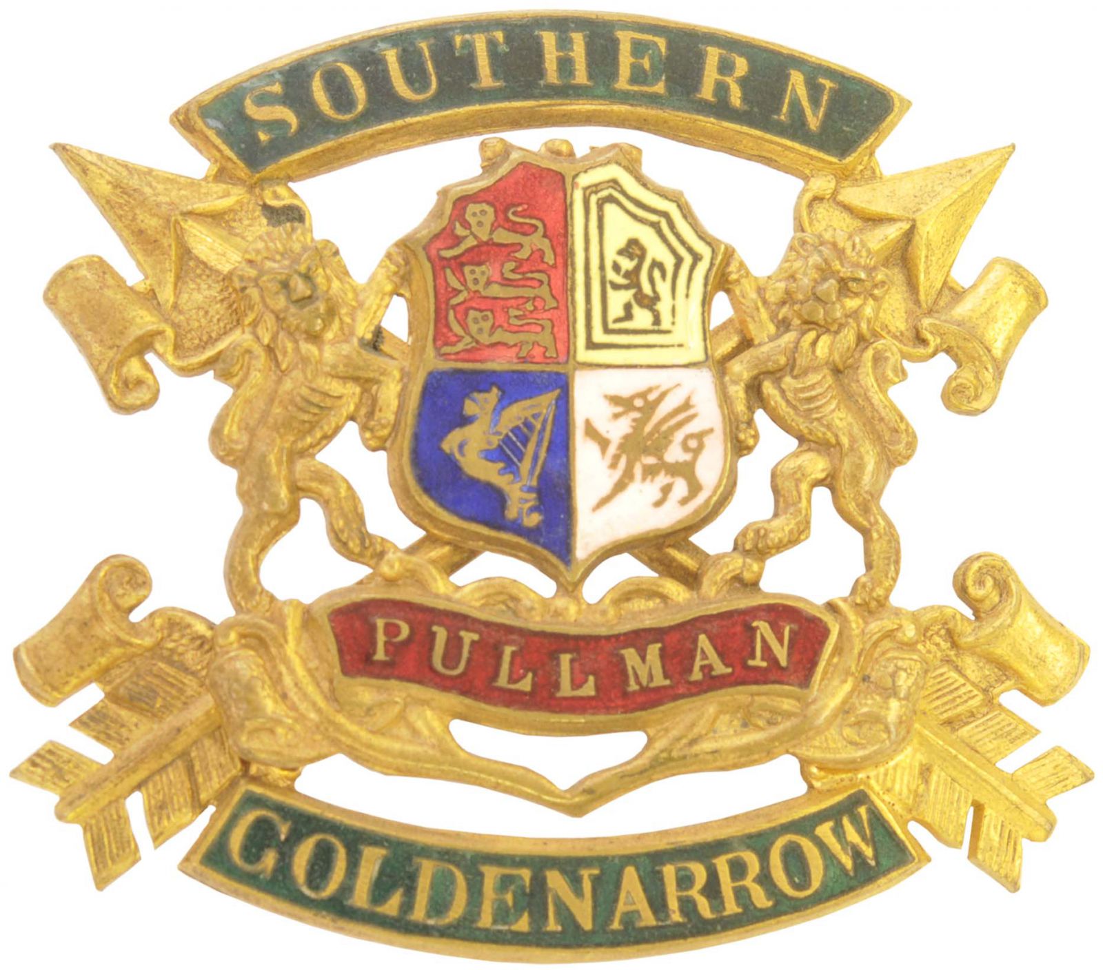 Railway Badges, Pullman, Golden Arrow, SR: A Southern Railway cap badge, GOLDEN ARROW, PULLMAN,