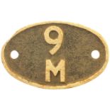 Railway Locomotive Shedplates, 9M: A shedplate, 9M, Bury (September 1963 to April 1965). This ex LYR