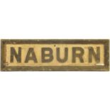 Railway Signal Box Nameboards, Naburn: A signal box name board, NABURN, from the Selby to York