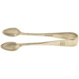 Silverware, LMS Cars Scallop Shell Tongs: A pair of LMS scallop shell pattern sugar tongs, 5Â¼''