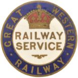 Railway Badges, GWR, 1WW: A GWR, Railway Service badge, issued to staff in reserved occupations