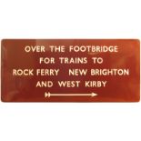 Railway Station Direction Signs, Rock Ferry & New Brighton, BR(M): A BR(M) station sign, TRAINS TO