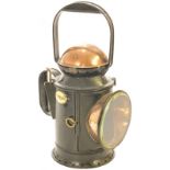 Railway Handlamps, GWR Copper Top: A GWR Coppertop hand lamp with copper lens surround, metal