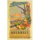 Railway Posters, Guernsey, Nevin: A BR(S) double royal poster, GUERNSEY, by Nevin. Repairs to the