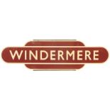 Railway Station Totem Signs, Windermere: A BR(M) totem sign, WINDERMERE, (h/f) from the terminus