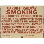 Enamel Railway and Station Signs, Cardiff Railway, Smoking: A Cardiff Railway notice, Smoking in