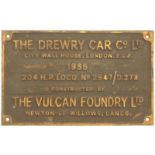 Railway Locomotive Worksplates (Diesel), Drewry/Vulcan 2547/D273, 1955 (D2224): A worksplate,