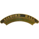 Railway Locomotive Nameplates, Lilford Hall: A nameplate, LILFORD HALL, from a GWR 4900 Hall Class