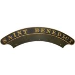 Railway Locomotive Nameplates, Saint Benedict: A nameplate, SAINT BENEDICT, from a GWR 2900 Saint