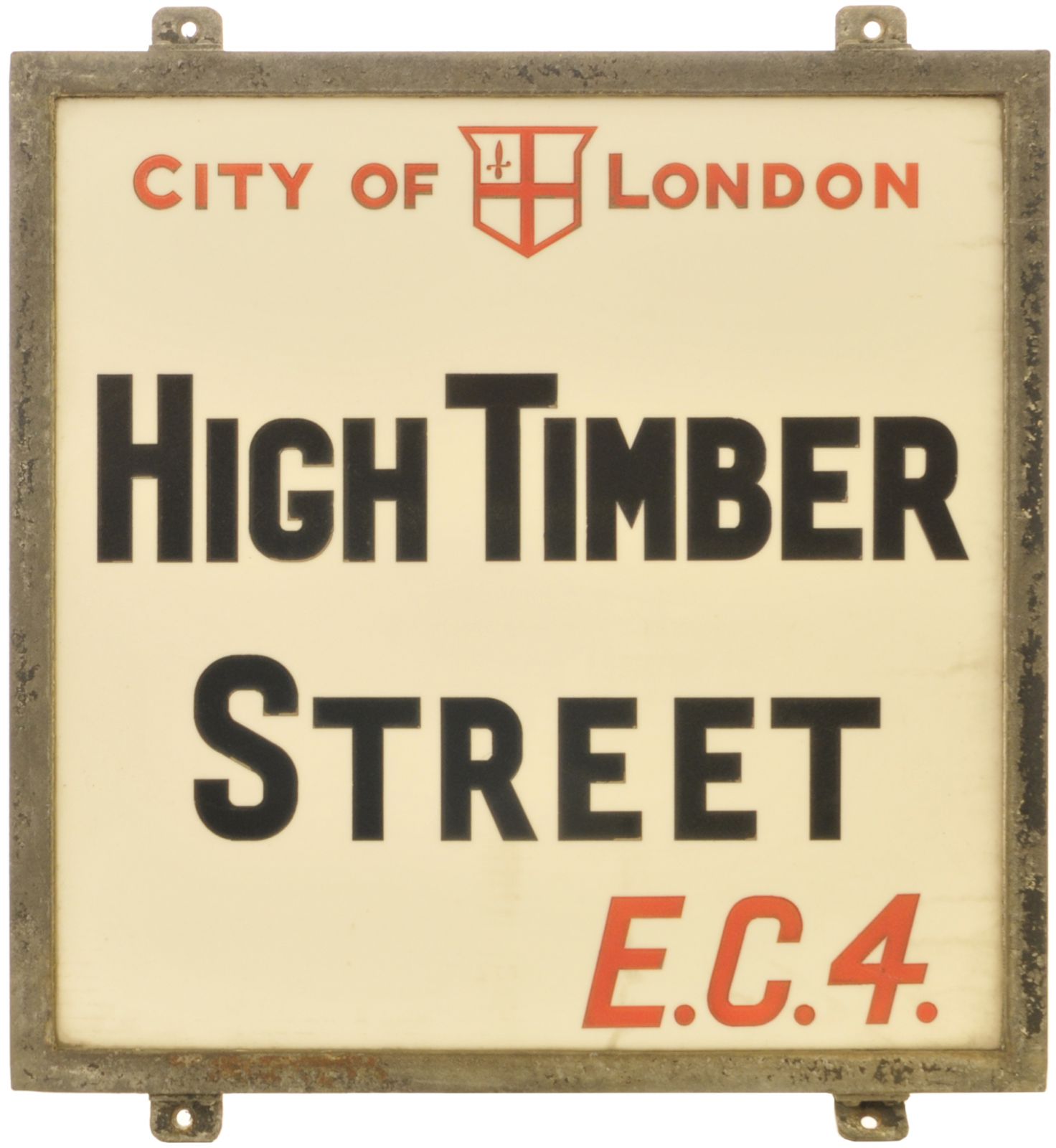 Railway Street Furniture and Fittings, City of London, High Timber St, EC4: A London street sign,