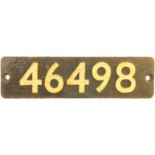 Railway Locomotive Smokebox Numberplates, 46498: A smokebox numberplate, 46498, from a (LMS) Class 2