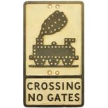 Railway Street Furniture and Fittings, Crossing, No Gates + Triangle: A road sign, CROSSING NO