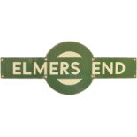 Railway Station Target Signs, Elmers End: A Southern Railway target sign, ELMERS END, from the new