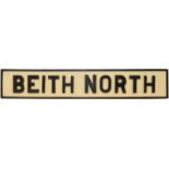 Railway Signal Box Nameboards, Beith North: A signal box name board, BEITH NORTH, cast letters on