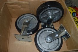 3 - Fairbanks 7 inch unbraked rigid castor wheels New & unused