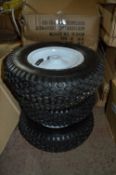 4 - 4.10/3.50 - 6 wheel & tyre combos New & unused