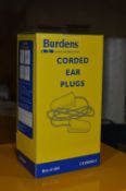 200 pairs of Burdens corded ear plugs New & unused