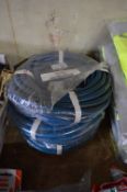 3 - 10 metre x 6mm lengths of blue oxygen hose with 1/4 & 3/8 inch fittings New & unused