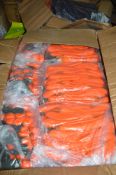 Box of 100 pairs of PVC coated orange work gloves size 10 New & unused