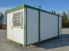 21 ft x 9 ft timber jack leg canteen unit comprising of 2 rooms (Canteen area & cloakroom) c/w keys