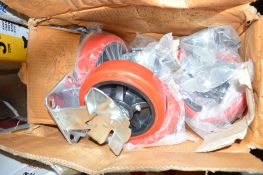 10 - 6 inch rigid/braked red castors New & unused
