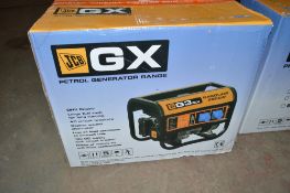 JCB G2GX petrol driven generator New & unused