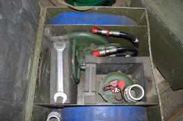 Benford hydraulic cut off saw & submersible water pump (Ex MOD) c/w water hoses & metal carry box