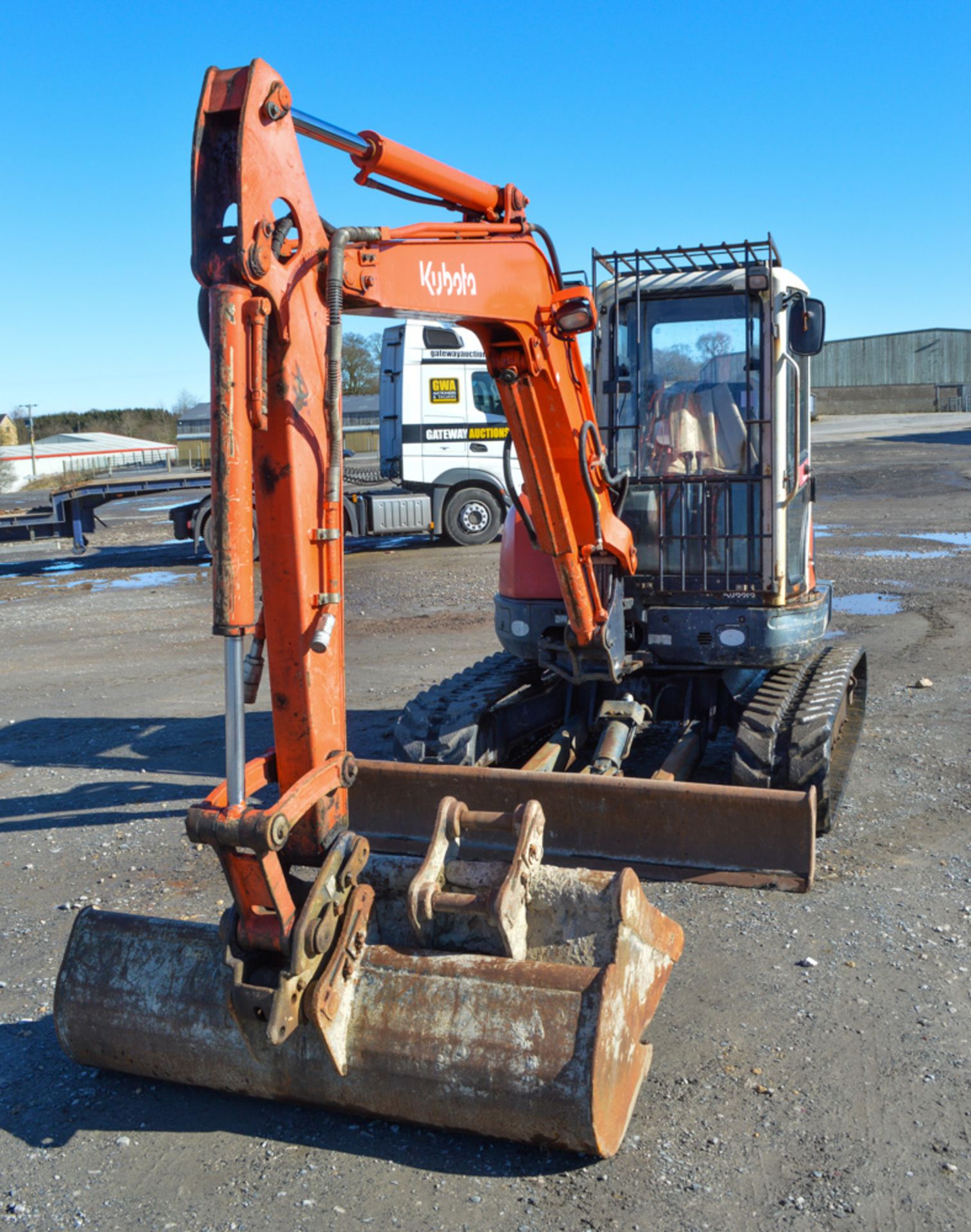 Kubota U45 4.8 tonne rubber tracked mini excavator Year: 2008 S/N:  Recorded Hours: 4183 blade, - Image 5 of 12