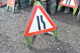 5 - plastic 'Road Narrows from the Right' signs
