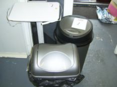 2 - plastic waste bins & 1 - waste bin stand