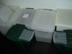 Quantity of plastic storage boxes