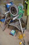 Ridgid 300 110v pipe threader c/w stand, foot pedal, swarf bucket & wheels BESR3127