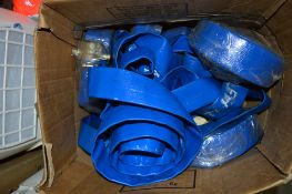 7 - lengths of blue layflat hose c/w fittings New & unused